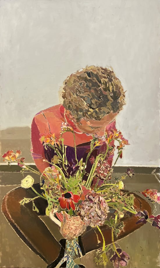 ''דיוקן עצמי אוכלת פרחים'', פאטמה שנאן, 2022. למכירה בתערוכה בבית הישג לשיקום פצועי צה''ל