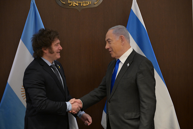 ראש הממשלה בנימין נתניהו עם נשיא ארגנטינה חאבייר מיליי / צילום: עמוס בן גרשום - לע''מ