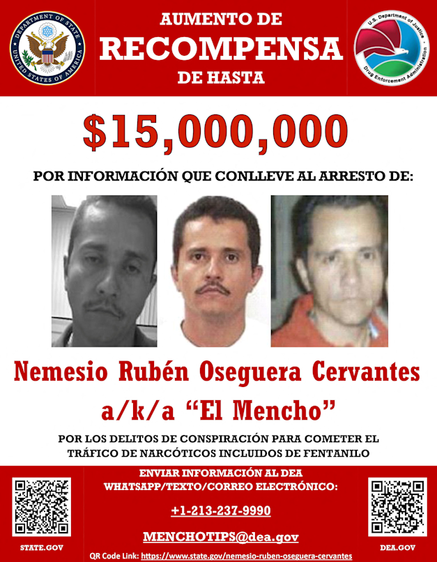 מודעת ה''מבוקש'' של אל מנצ'ו / צילום: Reuters, State Department מודעת ה''מבוקש'' של אל מנצ'ו / צילום: Reuters, State Department