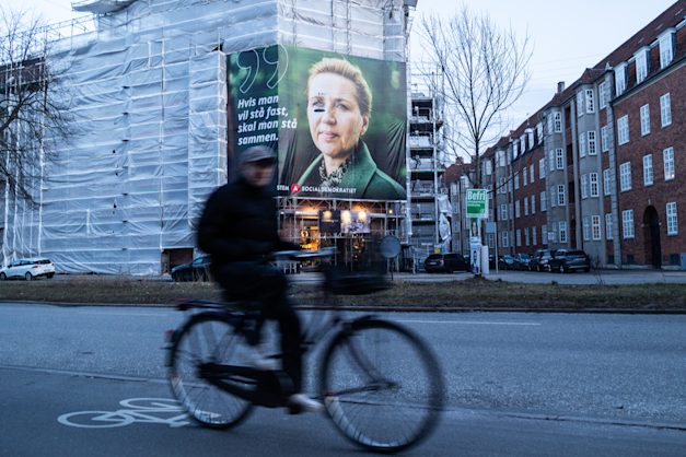 פרסום של פרדריקסן לקראת הבחירות, קופנהגן / צילום: Reuters, Kristian Tuxen Ladegaard Berg