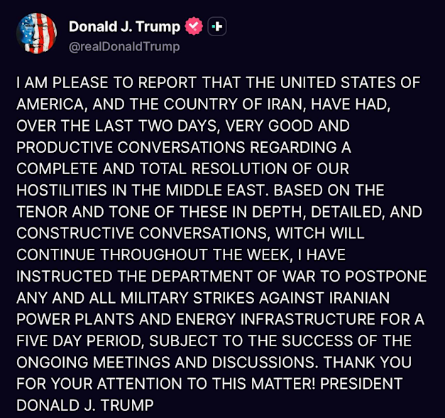 הפוסט של טראמפ, לפני שתוקן / צילום: צילום מסך