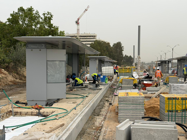 העבודות על הקו הסגול באזור יהוד / צילום: נת''ע העבודות על הקו הסגול באזור יהוד / צילום: נת''ע