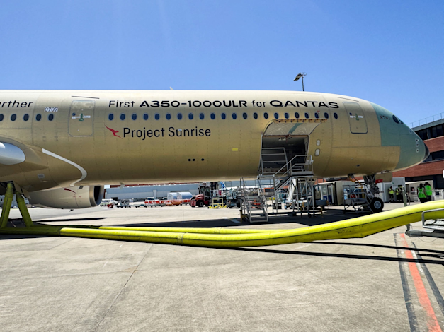 דגם ה-A350-1000ULR של חברת התעופה קוואנטס / צילום: Reuters, Tim Hepher