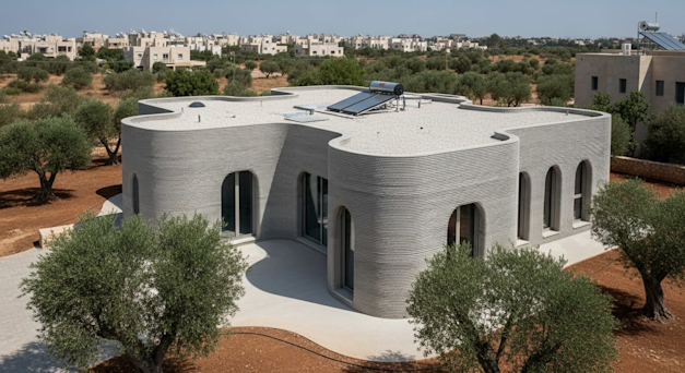 בית בהדפסת תלת־ממד בבטון. ''מקצר את שלב השלד'' / צילום: קבוצת קפלניקוב - הדפסות בטון בישראל