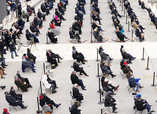 הקהל בהשבעתו של ביידן / צילום: Reuters, Kevin Lamarque