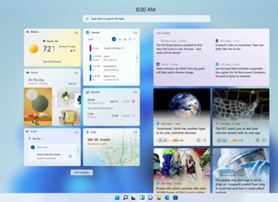 Windows Widgets / צילום: מתוך ההכרזה של מיקרוסופט Windows Widgets / צילום: מתוך ההכרזה של מיקרוסופט