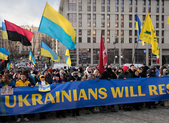 Demonstration in Kiev against Russia, earlier today / Photo: Associated Press, Efrem Lukatsky