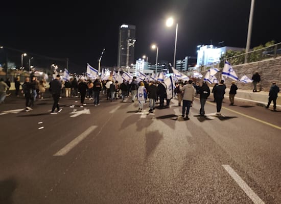 המפגינים חוסמים את איילון / צילום: גלובס