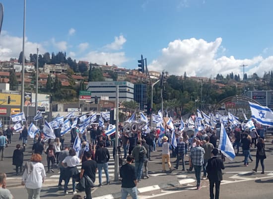 מפגינים חוסמים את צומת יקנעם / צילום: תמונה פרטית