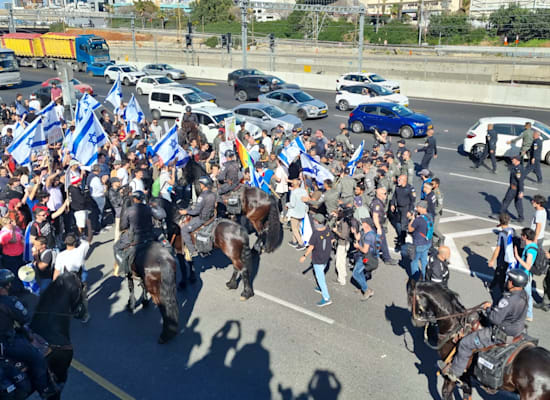 עימותים בין שוטרים למפגינים באיילון / צילום: גלובס עימותים בין שוטרים למפגינים באיילון / צילום: גלובס