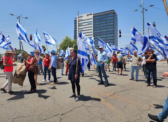 מפגינים בצומת שרונים בהוד השרון / צילום: תמונה פרטית