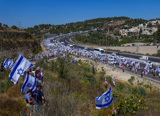 הצעדה לירושלים נכנסה ליומה החמישי / צילום: Associated Press, Ohad Zwigenberg הצעדה לירושלים נכנסה ליומה החמישי / צילום: Associated Press, Ohad Zwigenberg