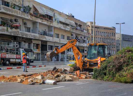 עבודות הרכבת הקלה בתחנת אלנבי, 2015 / צילום: נת''ע