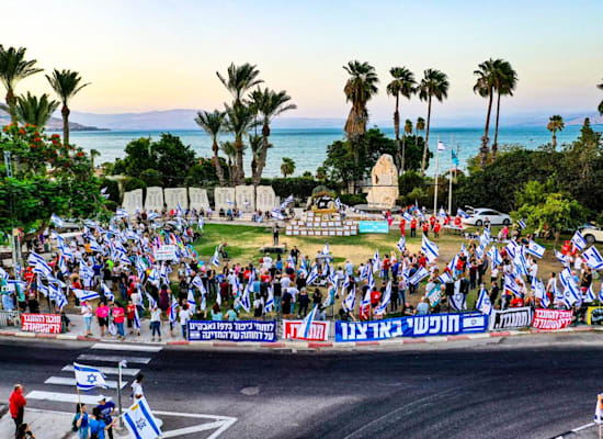 הפגנה בצומת צמח, הערב / צילום: ניב גרבר