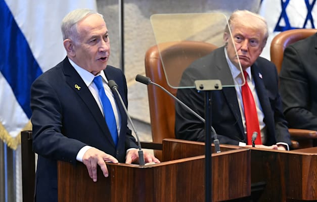 ראש הממשלה בנימין נתניהו נאום לקראת נאום נשיא ארה''ב דונלד טראמפ בכנסת / צילום: ap, Saul Loeb/Pool