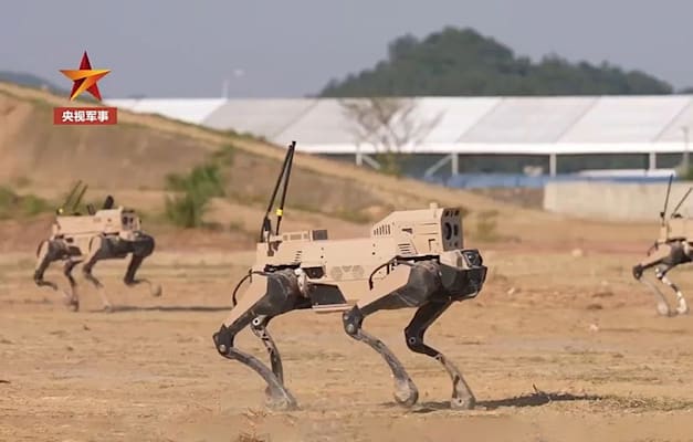 רובוטים בתרגיל פשיטה אמפיבית בסין. צבאות מתעניינים בפוטנציאל של AI עם מנגנוני לימוד עצמי / צילום: צילום מסך CCTV