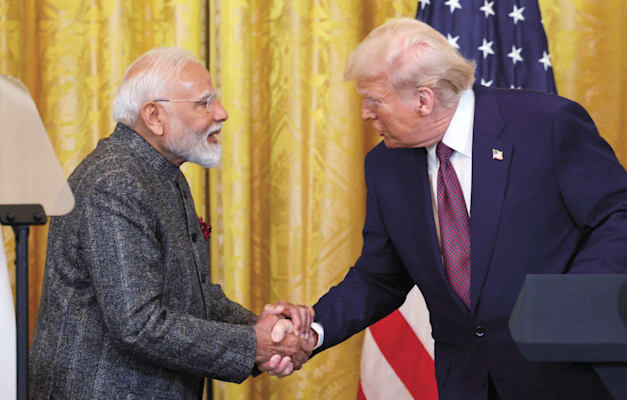 נשיא ארה''ב דונלד טראמפ ונשיא הודו נרנדרה מודי / צילום: Reuters, Kevin Lamarque