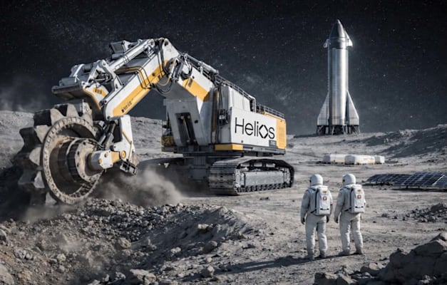 הדמיה של הליוס. תפיק חמצן מאדמת הירח ותחסוך לספייס איקס 800 טונות דלק / הדמיה: באדיבות הליוס