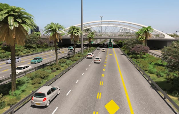 המחלף החדש בכביש החוף / הדמיה: אדר' עירית רז לוינסקי, י.ע.ל אדריכלות