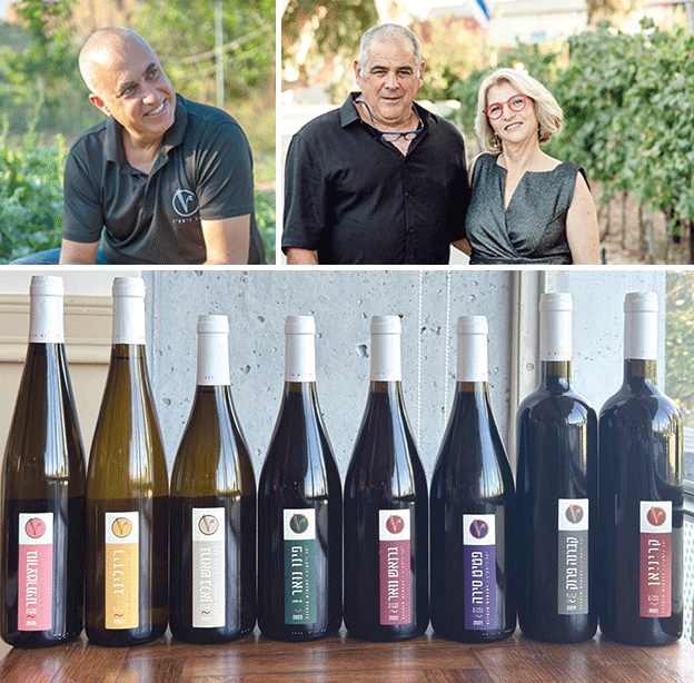 מימין: שרונה ודורון בלוגולובסקי, אסף פז, יינות של ויתקין / צילום: בועז לביא ושני צדיקריו