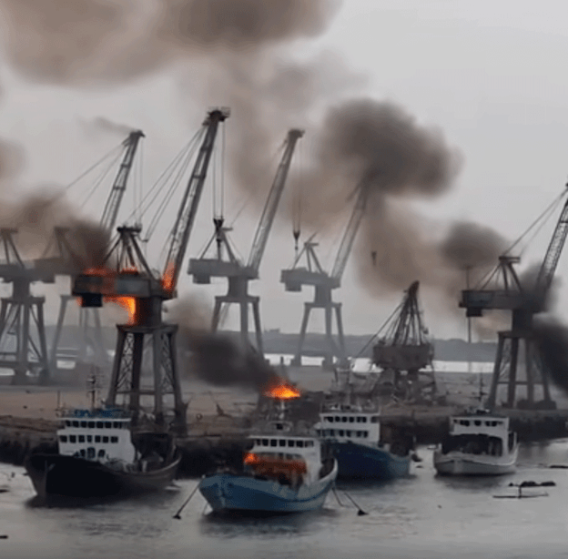 נמל באר שבע המדומיין עולה באש / צילום: מתוך לינקדאין