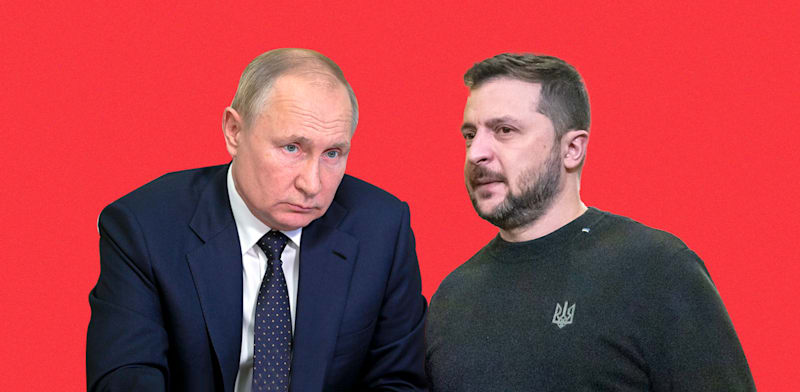 נשיא אוקראינה זלנסקי ונשיא רוסיה פוטין / צילום: Associated Press