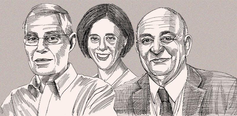 ארי קלמן, תמר יסעור, יצחק תשובה / איור: גיל ג'יבלי