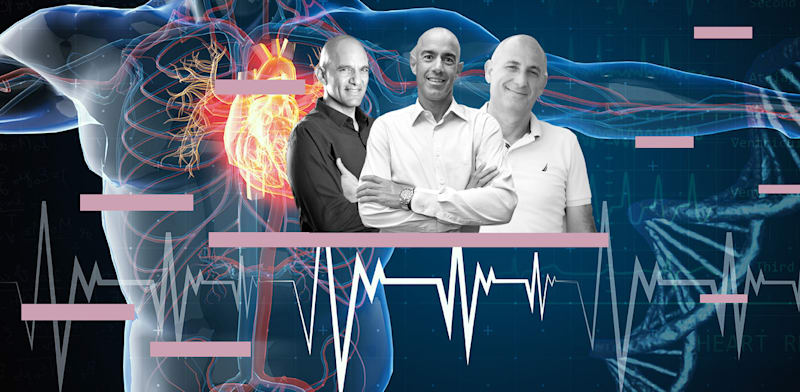 אריאל סברדליק (ממציא בסיס הטכנולוגיה), אורי גייגר (המייסד) וצביקה סלובין (המשקיע) / צילומים: אפרת סער, תמר מצפי וגיא חמוי; עיבוד: טלי בוגדנובסקי