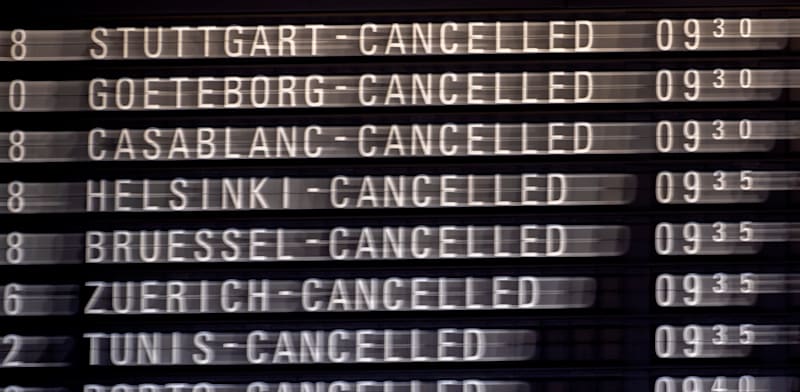 ביטול הטיסות בשדה התעופה בפרנקפורט / צילום: Associated Press, Michael Probst