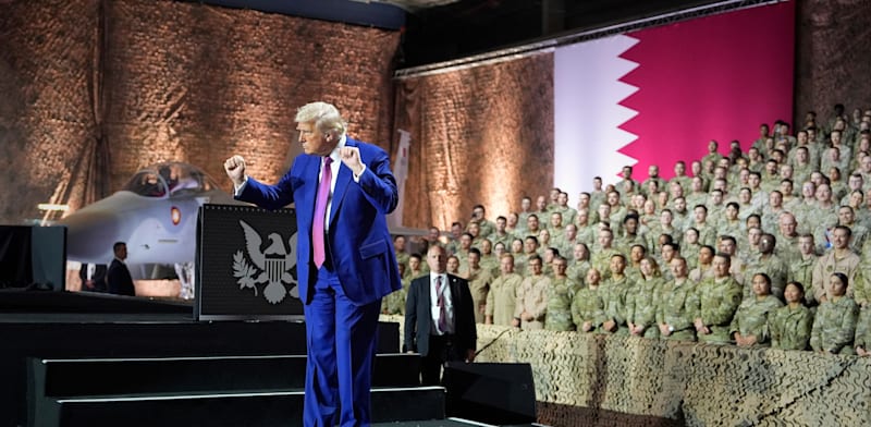 נשיא ארה''ב דונלד טראמפ בבסיס אל־עודייד בקטאר, במאי / צילום: ap, Alex Brandon