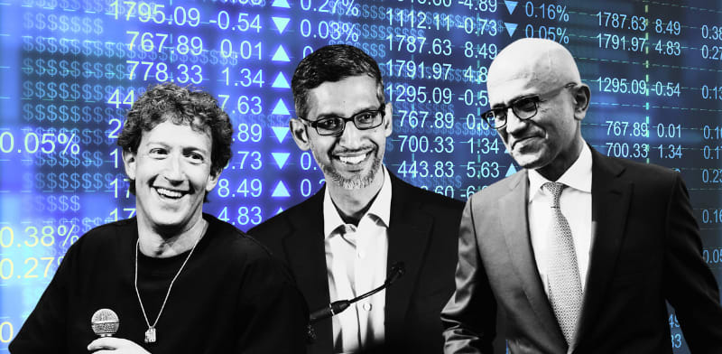 סאטיה נאדלה, סונדר פיצ'אי ומארק צוקרברג / צילום: Reuters