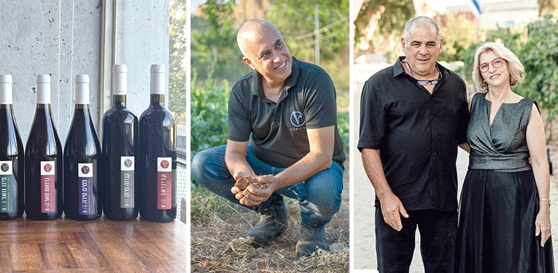 מימין: שרונה ודורון בלוגולובסקי, אסף פז, יינות של ויתקין / צילום: בועז לביא ושני צדיקריו