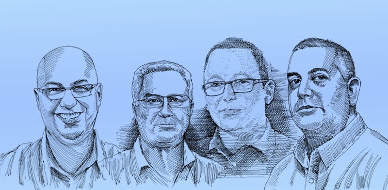 מימין: אבי אורטל, אר פי אופטיקל; ריצ'י הנטר, מחלבות גד; חיים דנון, UMI; ארז דהבני, בלדי / איור: גיל ג'יבלי