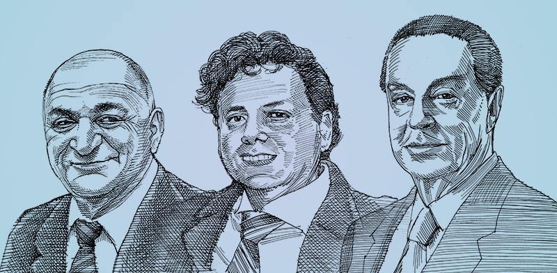 אייל עופר, דודי ורטהיים ויצחק תשובה / איור: גיל ג'יבלי