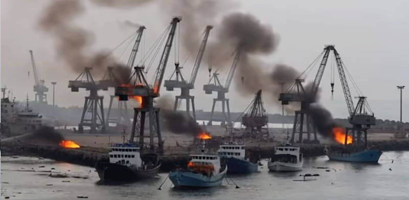 נמל באר שבע המדומיין עולה באש / צילום: מתוך לינקדאין