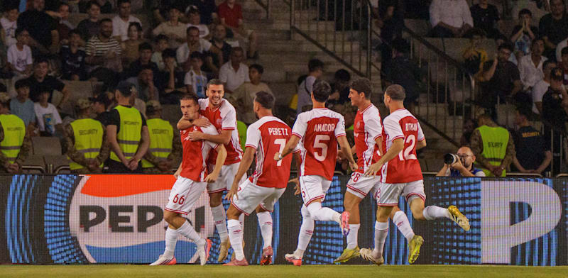 שחקני הפועל באר שבע במשחק הפלייאוף, אמש / צילום: Reuters
