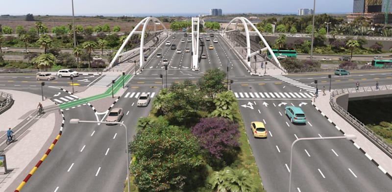 המחלף החדש בכביש החוף / הדמיה: אדר' עירית רז לוינסקי, י.ע.ל אדריכלות
