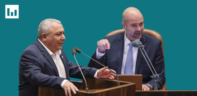 יו''ר הכנסת, ח''כ אמיר אוחנה ויו''ר מפלגת ישר, גדי איזנקוט / צילום:  נועם מושקוביץ', דוברות הכנסת