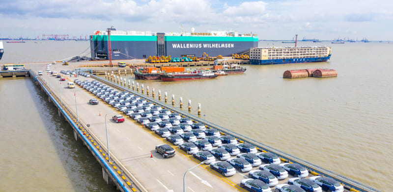 מכוניות חשמליות של TESLA עולות על האונייה בסין בדרכן לישראל / צילום: TESLA