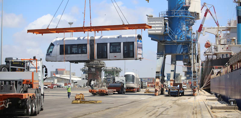 קרונות בנמל אשדוד, מאי 2020 / צילום: נת''ע