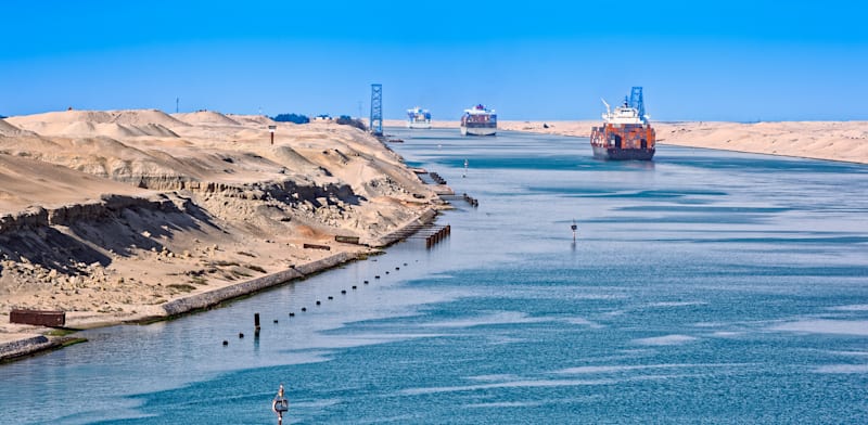 Shipping in the Suez Canal credit: Shutterstock