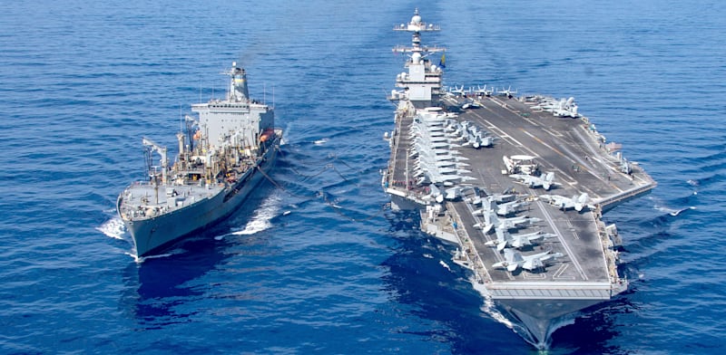 "נושאת המטוסים האמריקאית ''פורד'' במימי הים התיכון / צילום: ap, Petty Officer 2nd Class Jacob Mattingly"