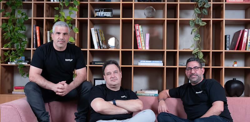 "מייסדי טורק. מימין: אלדד לבני (CINO), לאוניד בלקינד (CTO) והמנכ''ל עופר סמדרי / צילום: גיא חמוי"