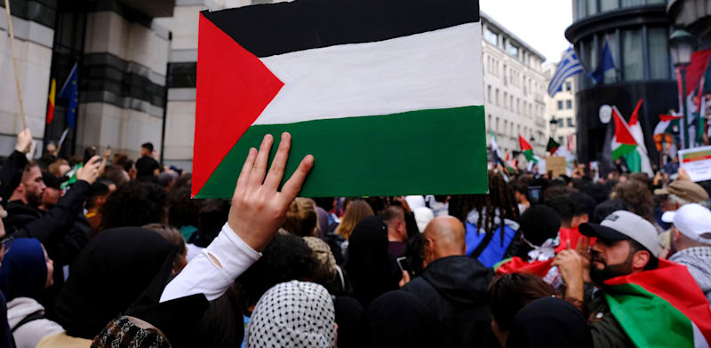 "הפגנה פרו־פלסטינית בבריסל, בלגיה / צילום: Shutterstock"