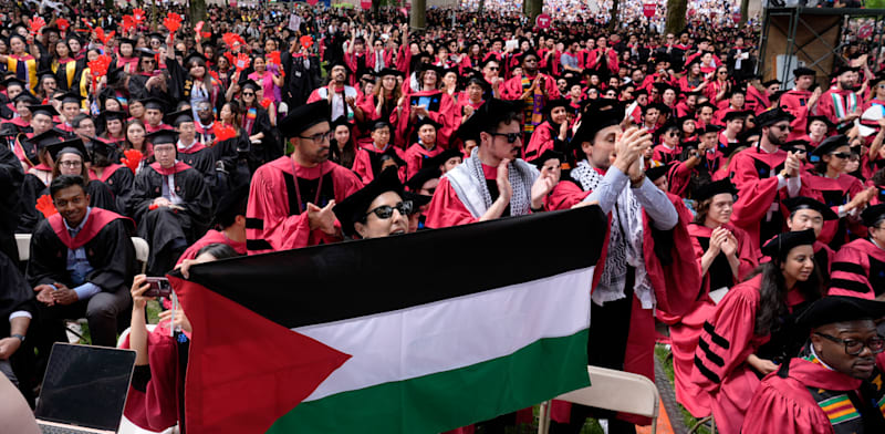 "הפגנה פרו-פלסטינית באוניברסיטת הרווארד / צילום: Associated Press, Charles Krupa"