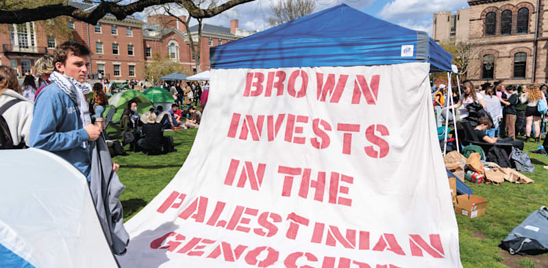 Anti-Israel encampment at Brown credit: Anibal Martel Reuters