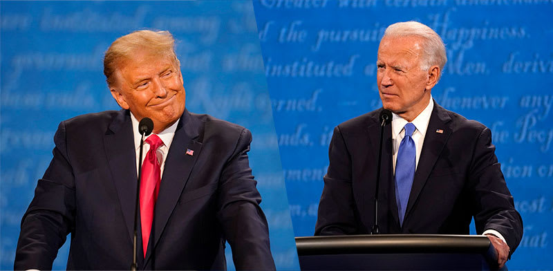 "ג'ו ביידן ודונלד טראמפ בעימות הראשון בסבב של 2020 / צילום: ap, Julio Cortez"