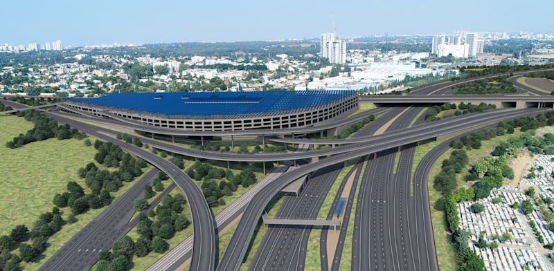 Planned Morasha Interchange park and rise credit: Adi Bueno courtesy Ayalon Highways