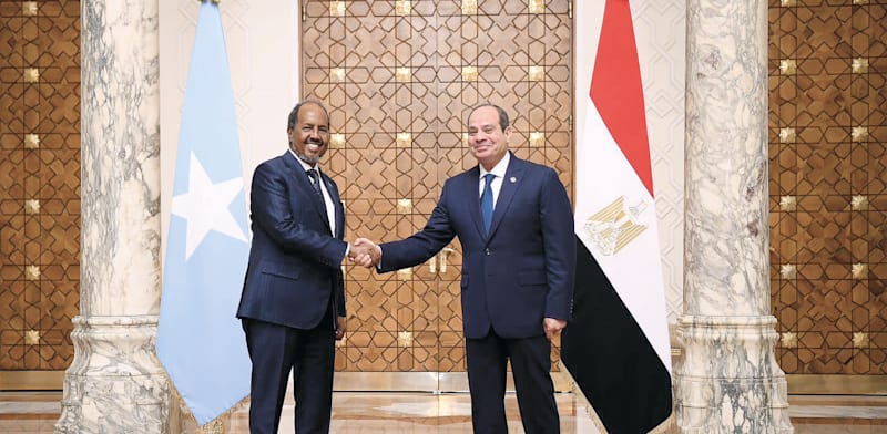 נשיא מצרים א־סיסי ונשיא סומליה חסן שייח' מחמוד / צילום: Reuters, Arab World Press