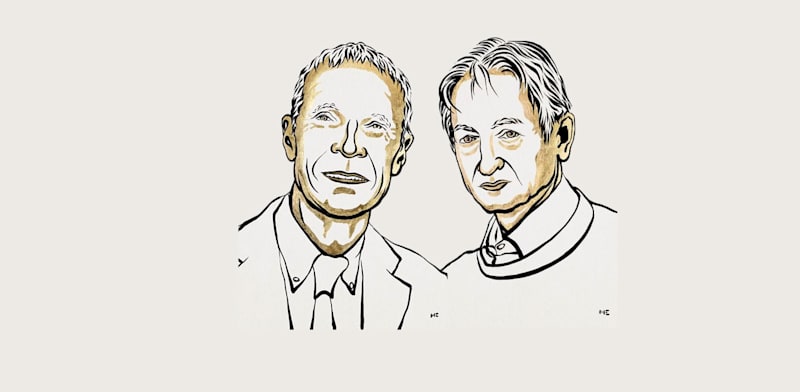 "פרופ' ג'ון הופפילד ופרופ' ג'פרי הינטון, זוכי פרס נובל בפיזיקה לשנת 2024 / צילום: Ill. Niklas Elmehed © Nobel Prize Outreach"